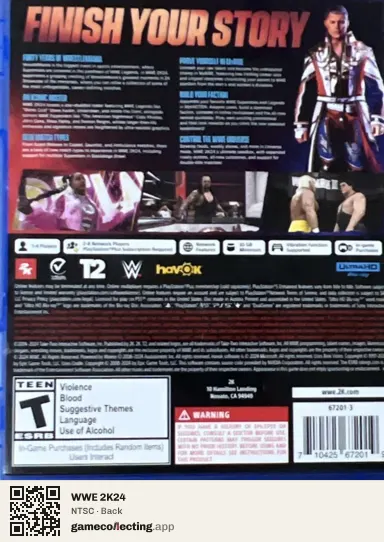 WWE 2K24 PlayStation 5, NTSC box back