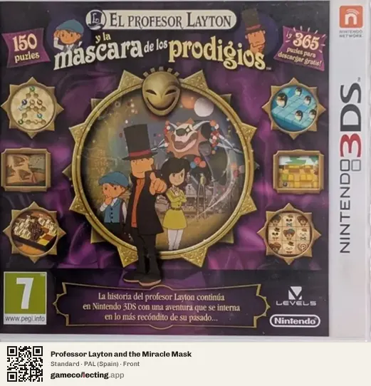 Professor Layton and the Miracle Mask Nintendo 3DS, Spain box front