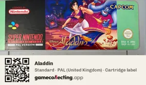 Aladdin Super Nintendo Entertainment System, PAL cartridge label