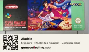 Aladdin Super Nintendo Entertainment System, PAL cartridge label