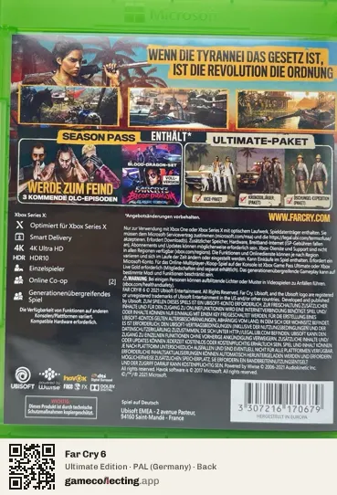 Far Cry 6 Xbox Series X, Germany box back