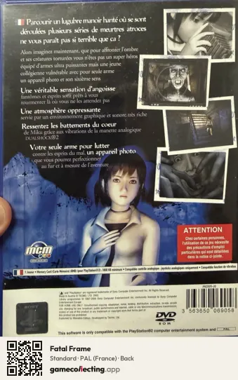 Fatal Frame PlayStation 2, France box back
