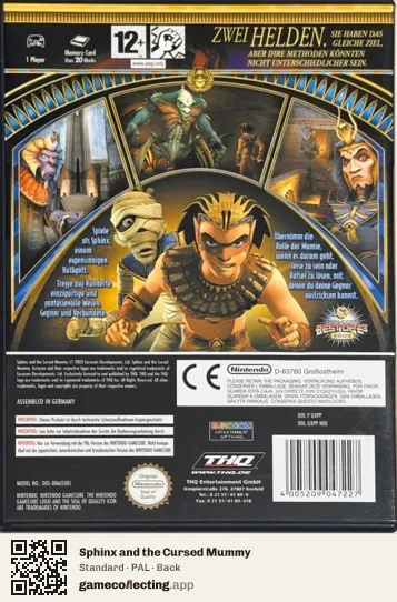 Sphinx and the Cursed Mummy Nintendo GameCube, PAL box back
