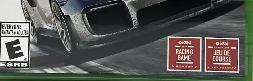 Forza Motorsport 7, the ESRB box on its front