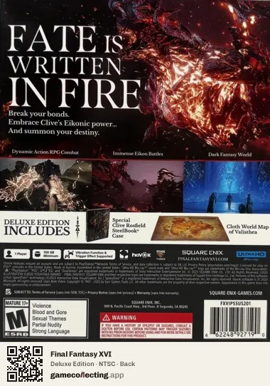 Final Fantasy XVI PlayStation 5, NTSC box back