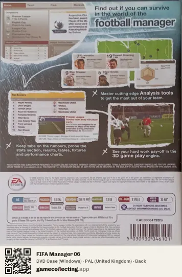 FIFA Manager 06 Computer, United Kingdom box back
