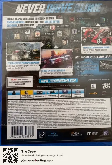 The Crew PlayStation 4, Germany box back