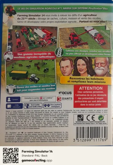 Farming Simulator 14 PlayStation Vita, PAL box back