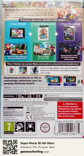 Super Mario 3D All-Stars Nintendo Switch, France box back