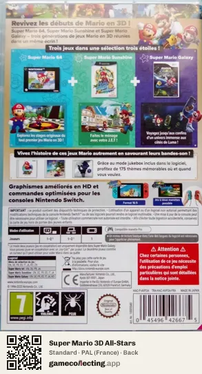 Super Mario 3D All-Stars Nintendo Switch, France box back