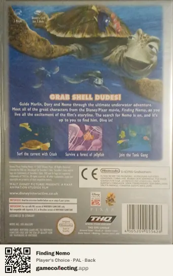 Finding Nemo Nintendo GameCube, PAL box back