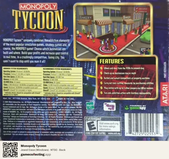 Monopoly Tycoon Computer, NTSC box back