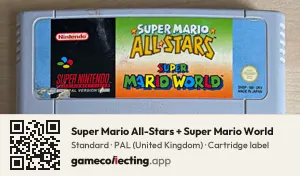 Super Mario All-Stars + Super Mario World Super Nintendo Entertainment System, PAL cartridge label