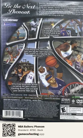 NBA Ballers: Phenom PlayStation 2, NTSC box back