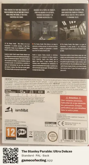 The Stanley Parable: Ultra Deluxe Nintendo Switch, PAL box back