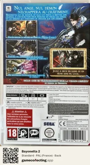Bayonetta 2 Nintendo Switch, France box back