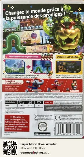 Super Mario Bros. Wonder Nintendo Switch, PAL box back