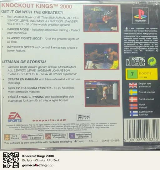 Knockout Kings 2000 PlayStation, PAL box back