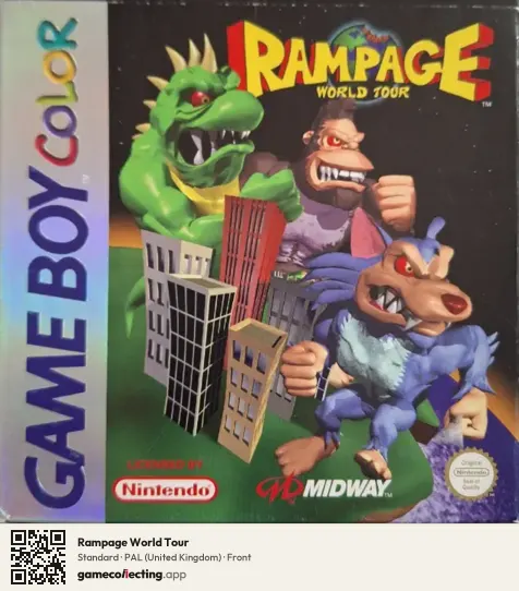 Rampage World Tour Game Boy Color, United Kingdom box front