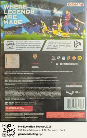 Pro Evolution Soccer 2018 Computer, Germany box back