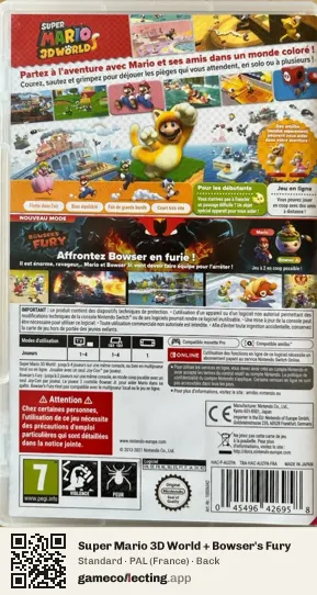 Super Mario 3D World + Bowser's Fury Nintendo Switch, France box back