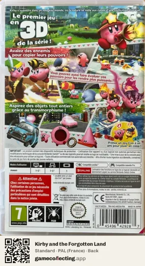 Kirby and the Forgotten Land Nintendo Switch, France box back