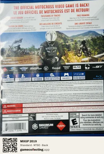 MXGP 2019 PlayStation 4, NTSC box back