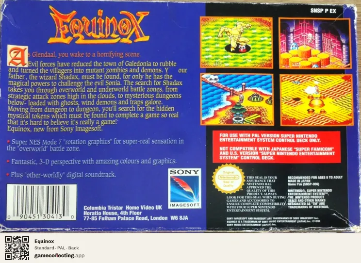 Equinox Super Nintendo Entertainment System, PAL box back