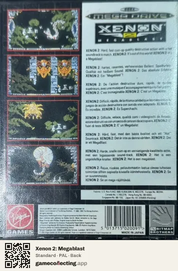 Xenon 2: Megablast Sega Mega Drive / Genesis, PAL box back