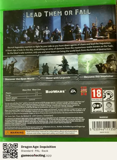 Dragon Age: Inquisition Xbox One, PAL box back