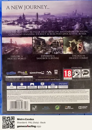 Metro Exodus PlayStation 4, Italy box back