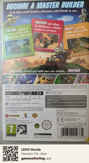LEGO Worlds Nintendo Switch, PAL box back