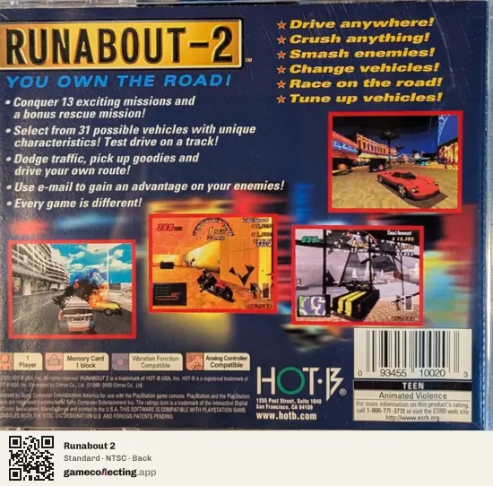 Runabout 2 PlayStation, NTSC box back