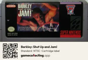 Barkley: Shut Up and Jam! Super Nintendo Entertainment System, NTSC cartridge label