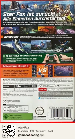Star Fox Nintendo Switch 2, Germany box back