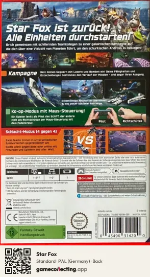 Star Fox Nintendo Switch 2, Germany box back