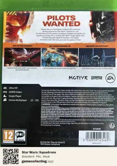 Star Wars: Squadrons Xbox One, PAL box back