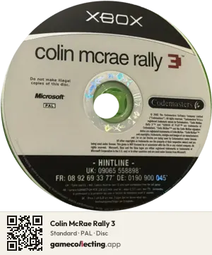 Colin McRae Rally 3 Xbox, PAL disc