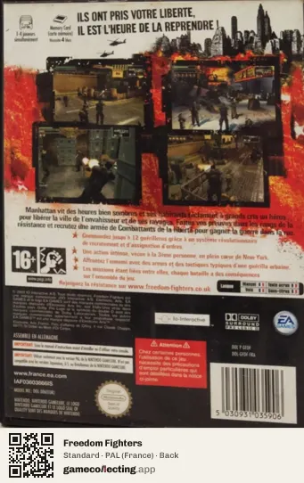 Freedom Fighters Nintendo GameCube, France box back