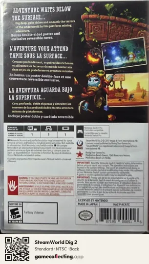 SteamWorld Dig 2 Nintendo Switch, NTSC box back