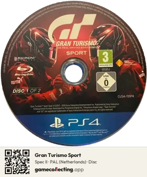 Gran Turismo Sport PlayStation 4, PAL disc