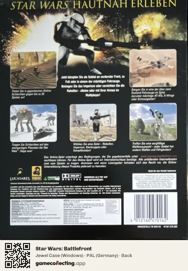 Star Wars: Battlefront Computer, Germany box back