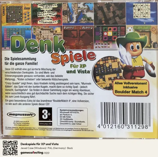 Denkspiele für XP und Vista Computer, Germany box back