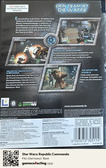 Star Wars: Republic Commando Computer, Germany box back