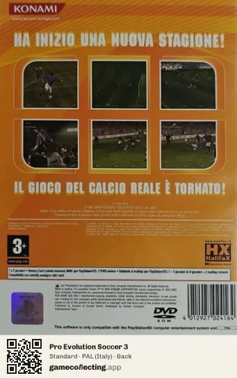 Pro Evolution Soccer 3 PlayStation 2, Italy box back