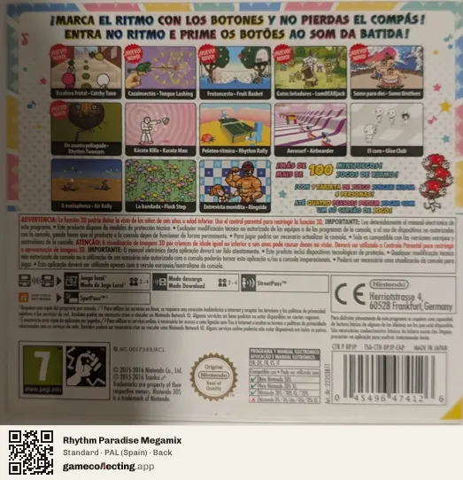 Rhythm Paradise Megamix Nintendo 3DS, Spain box back