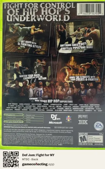 Def Jam: Fight for NY Xbox, NTSC box back