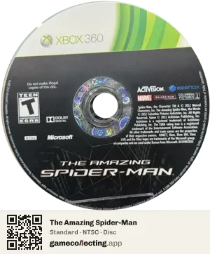 The Amazing Spider-Man Xbox 360, NTSC disc