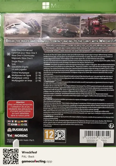 Wreckfest Xbox One, PAL box back