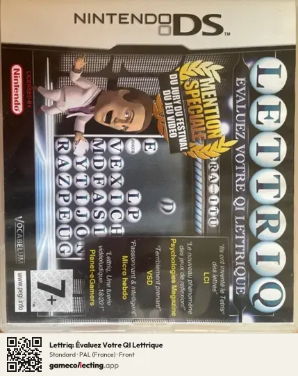 Lettriq: Évaluez Votre QI Lettrique Nintendo DS, France box front